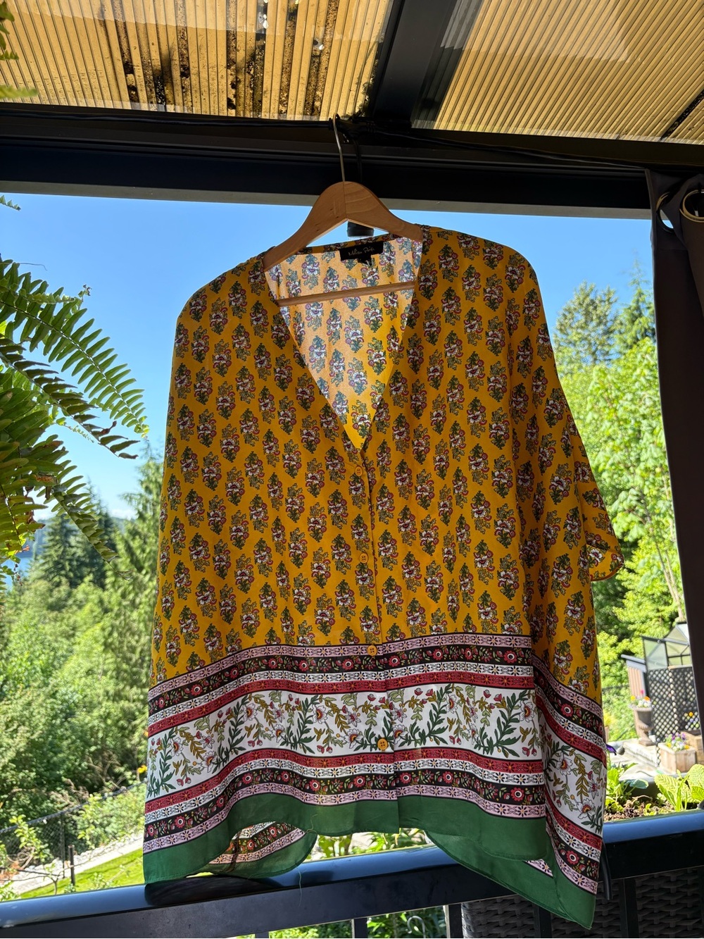 Melissa Paige Mustard Floral V-Neck Blouse